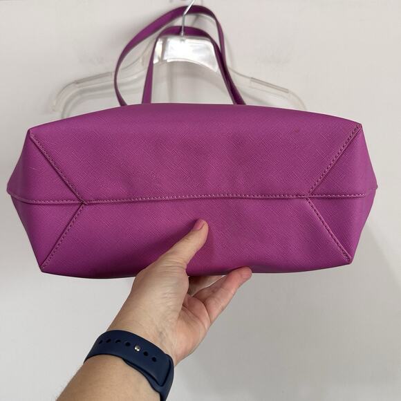 David Jones Paris Purse Tote Purple Vintage Zipper 17x10 Faux Leather‎ Party NEW - Picture 6 of 11